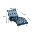 Poltrona a Sdraio in Velluto Trapuntato, Reclinabile Ergonomica a Forma di S con Cuscino, Rifiniture con Borchie e Gambe in Acrilico per Interni