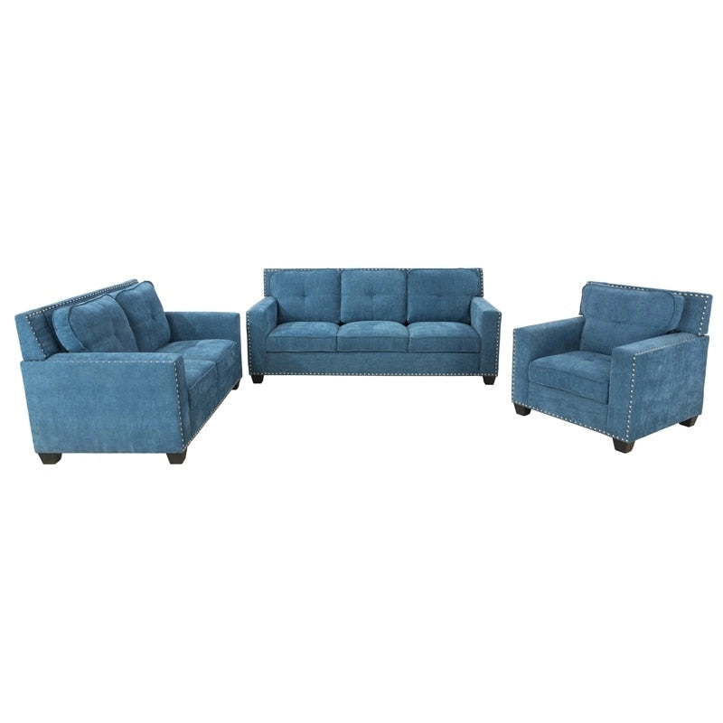 Modern Linen Fabric Sofa with Solid Wood Frame