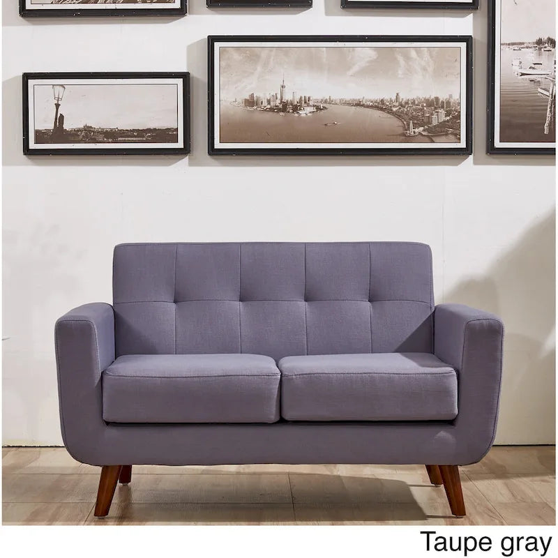 Modern Gray Fabric Loveseat
