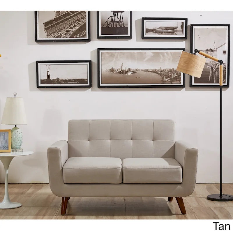Modern Gray Fabric Loveseat