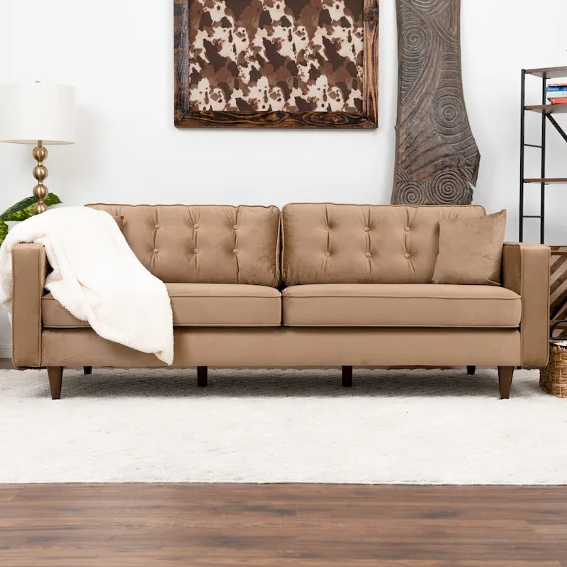 Mid Century Modern Furniture Style Velvet Living Room Couch