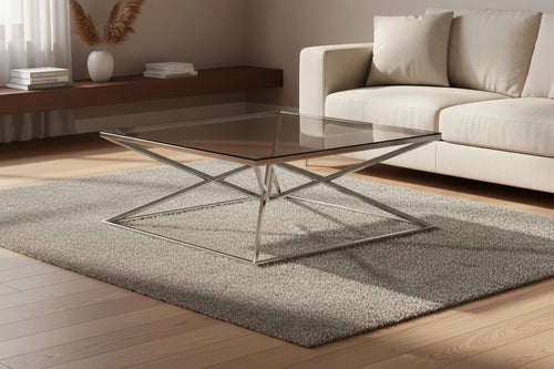 Best Master Furniture Angled Stainless Steel Square Coffee Table