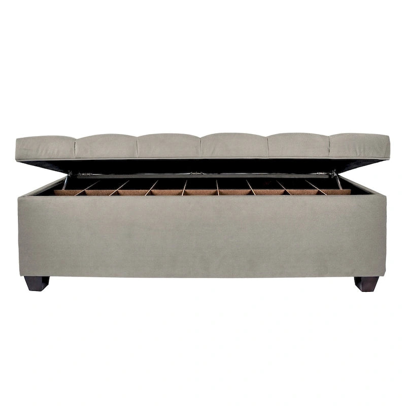 Modern Grey Diamond-tufted Shoe Storage Bench