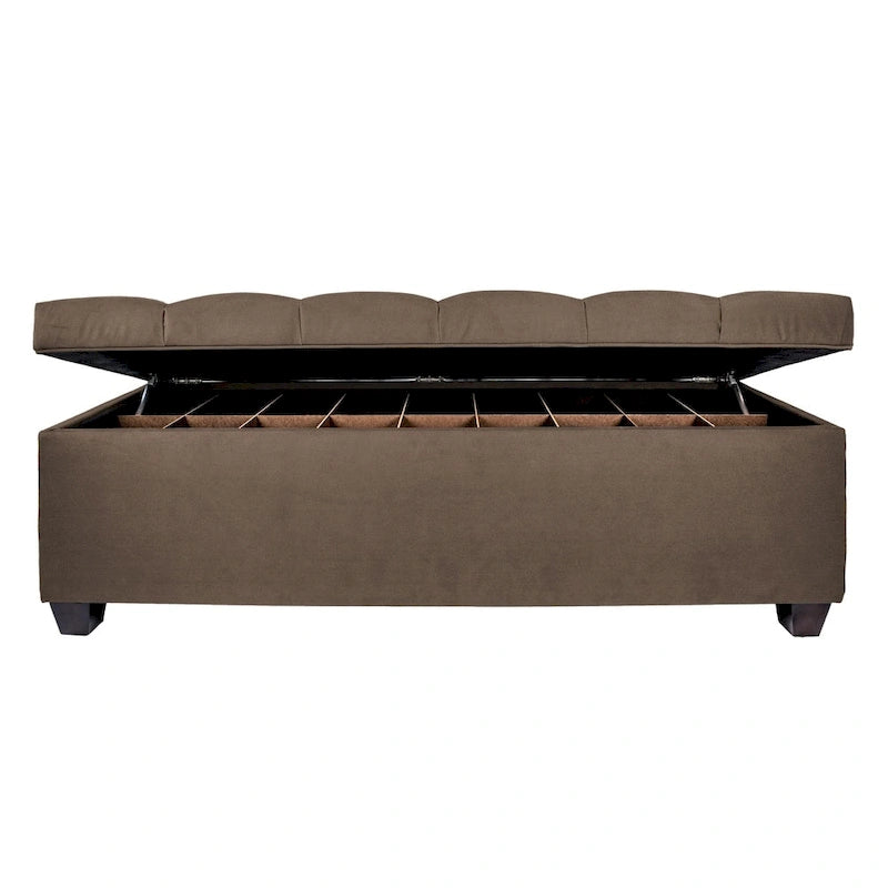 Modern Grey Diamond-tufted Shoe Storage Bench