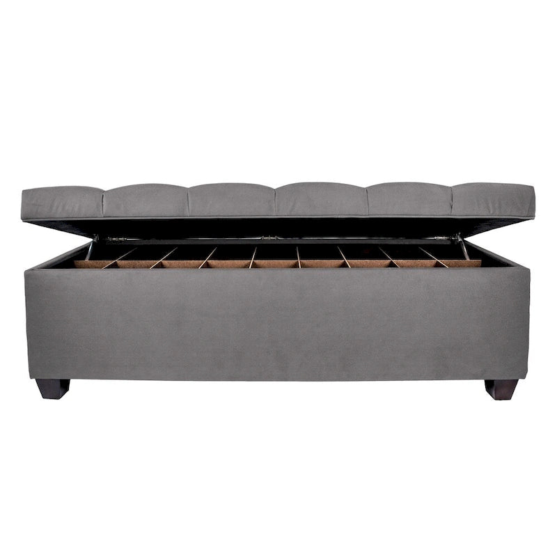 Modern Grey Diamond-tufted Shoe Storage Bench