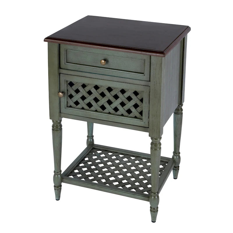 Brown Rustic End Table with Storage