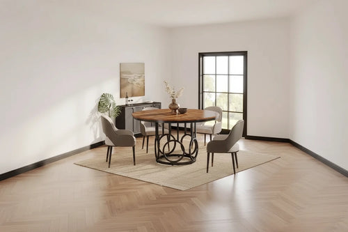 Tavolo da pranzo rotondo da 47" per 4-6 persone con robusta base in metallo per sala da pranzo