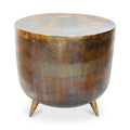 Macari Rustic Drum-Style Aluminum Accent Table - 19W x 19D x 18H