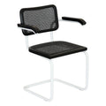Cesca Cane Cantilever Armchair Arm Chair w White Steel Frame (Various Wood & Cane Colors)