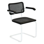 Poltroncina con braccioli cantilever con telaio in acciaio bianco