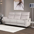 Modern Leather Match Manual Reclining Sofa with Flared Padded Arms