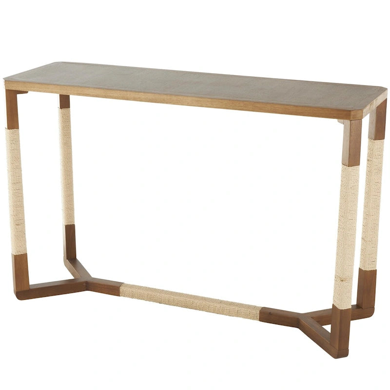 Wooden Console Table with Rope Wrapped Frame - Brown